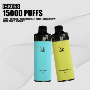 ISK053 15000 Puffs Disposable Vape POD empty Cartridges with adjustable airflow at light DTL and MTL