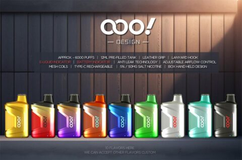 OOO！DESIGN 6000 Puffs Diposable Vape POD with an exceptional experience on adjustable airflow and integrated mesh coil RAZ CA6000